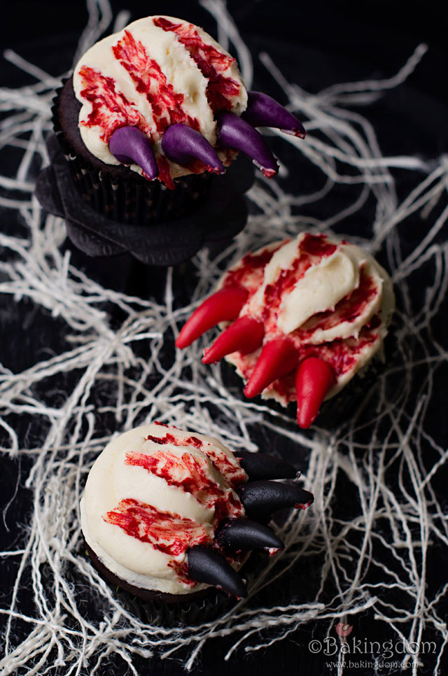 Creepy Halloween Cupcakes
 Creepy and Cute Monster Claw Cupcakes