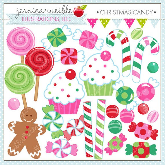 Cute Christmas Candy
 Christmas Candy Cute Digital Clipart by JWIllustrations on
