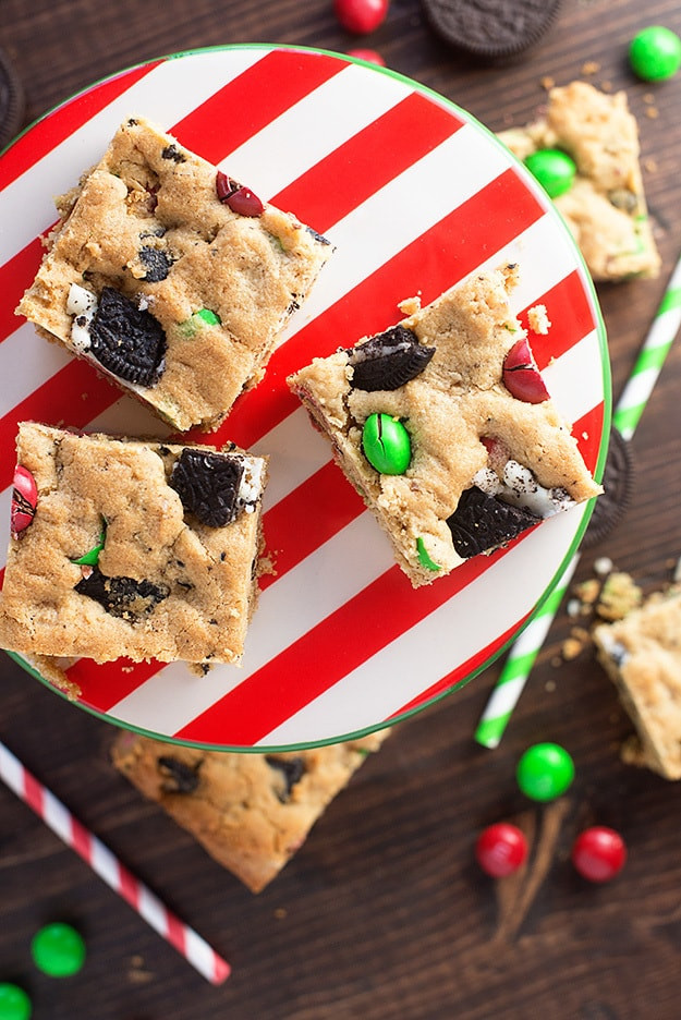 Easy Christmas Bar Cookies
 Peanut Butter Oreo Christmas Cookie Bars — Buns In My Oven