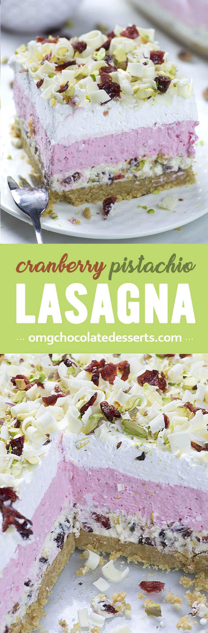 Easy Christmas Desserts Pinterest
 Cranberry Pistachio Lasagna is easy NO BAKE dessert for