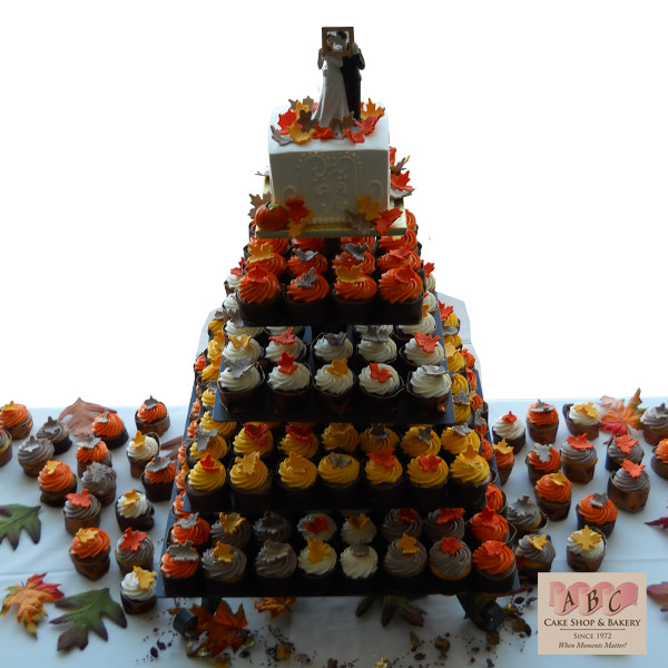 Fall Color Wedding Cakes
 2049 5 Tier Wedding Cake & Cupcakes in Fall Color ABC