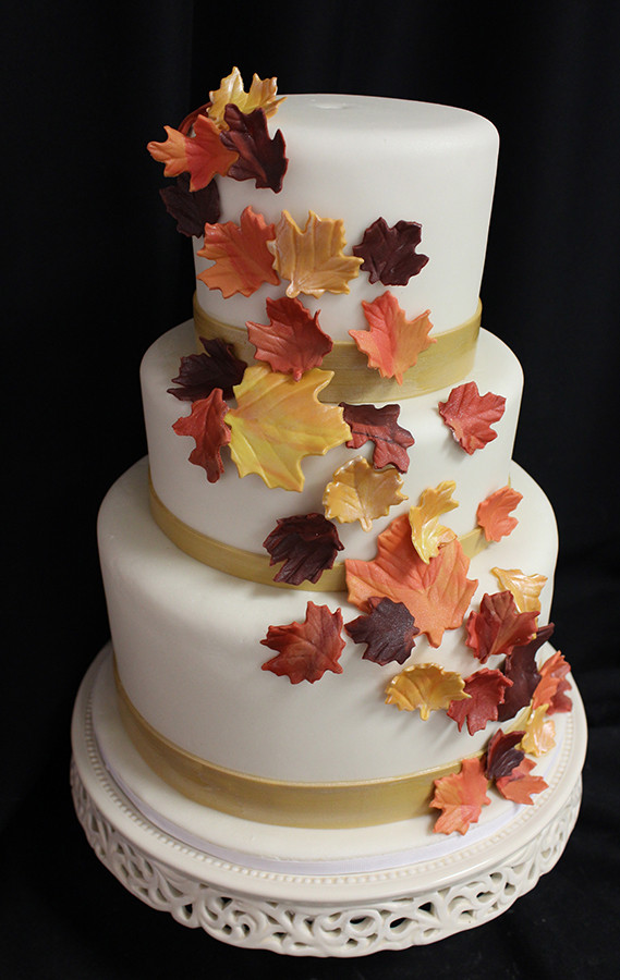 Fall Wedding Cakes With Leaves
 We Love Fall Weddings