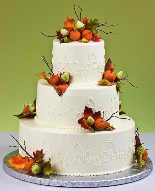 Fall Wedding Cakes With Leaves
 Autumn Wedding Cakes
