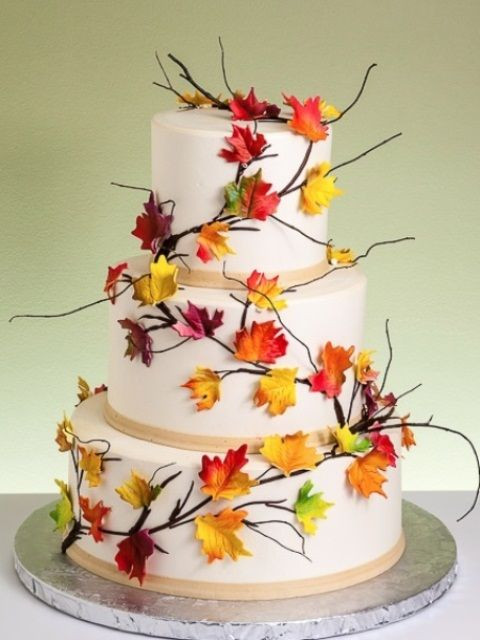 Fall Wedding Cakes With Leaves
 Best 25 Autumn cake ideas on Pinterest