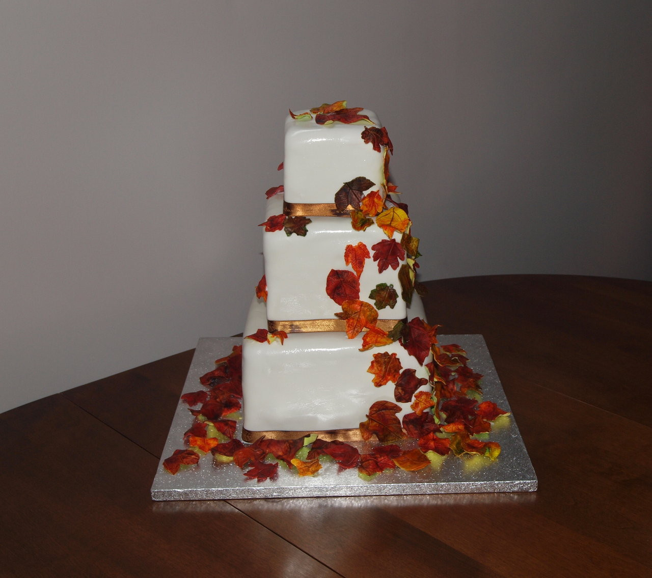 Fall Wedding Cakes With Leaves
 Fall Leaves Wedding Cake by reenaj on DeviantArt