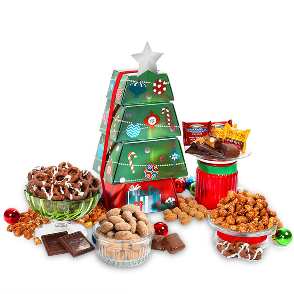 Food Gifts For Christmas To Be Delivered
 Christmas Food Gift Tower by GourmetGiftBaskets