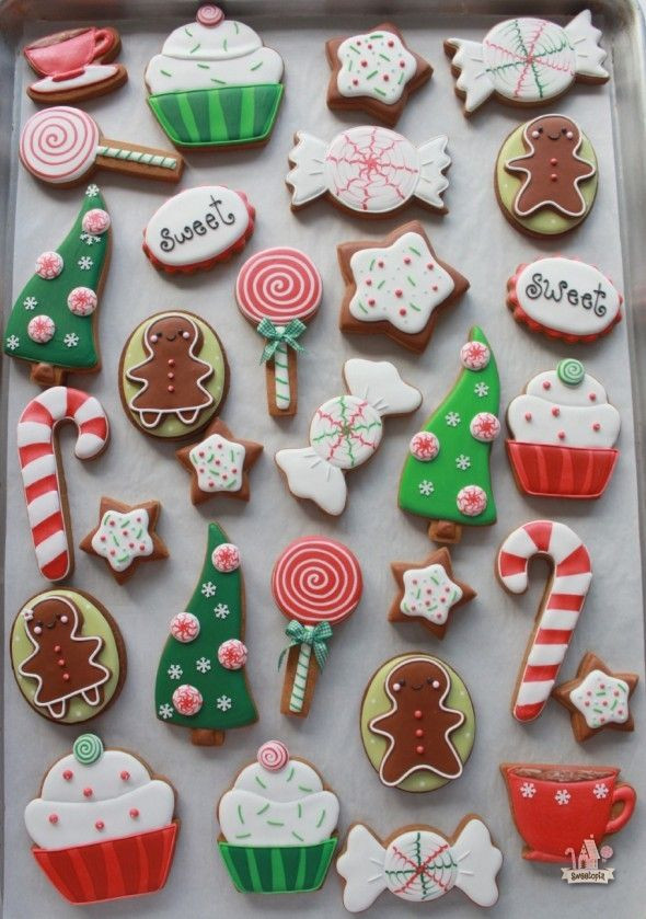 Frosting For Christmas Cookies
 Red and Green Cute Candy Cutout cookies with Royal