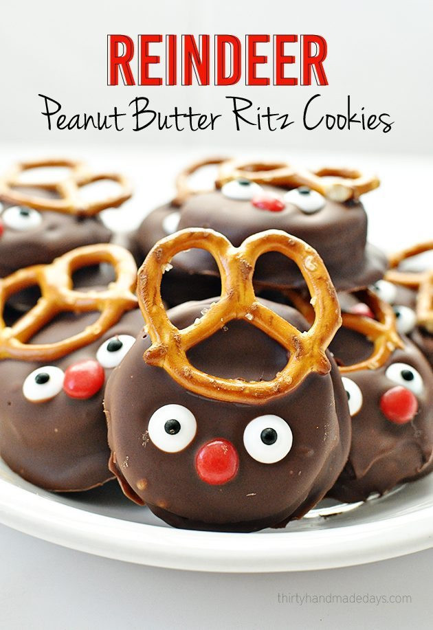 Fun Easy Christmas Cookies
 Reindeer Peanut Butter Ritz Holiday Cookies