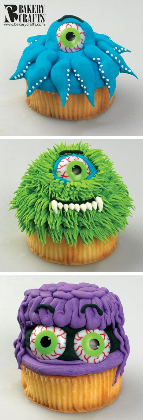 Funny Halloween Cupcakes
 Funny Monster Cupcakes I think any cake mix would work