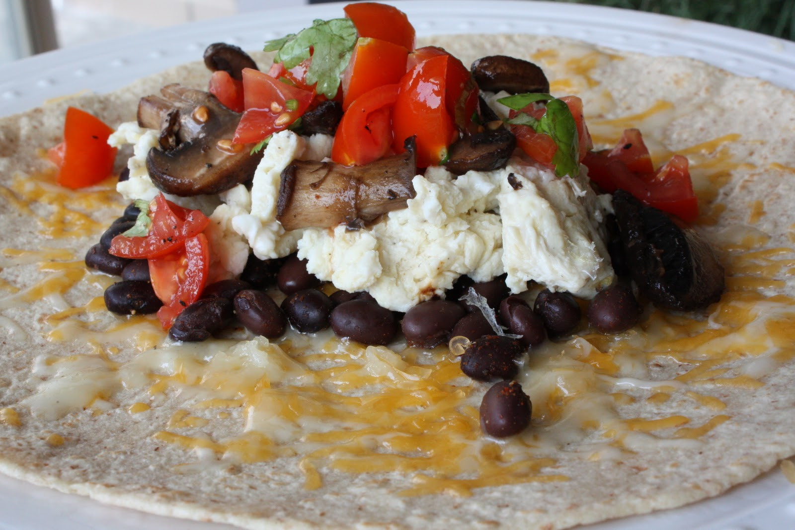 Good Burritos Don'T Fall Apart
 Breakfast Burrito with Sweet Potato Chips and Grapefruit