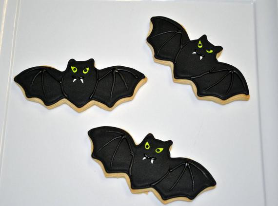 Halloween Bat Cookies
 Bat Hand Decorated Sugar Cookies for Halloween 1 Dozen by