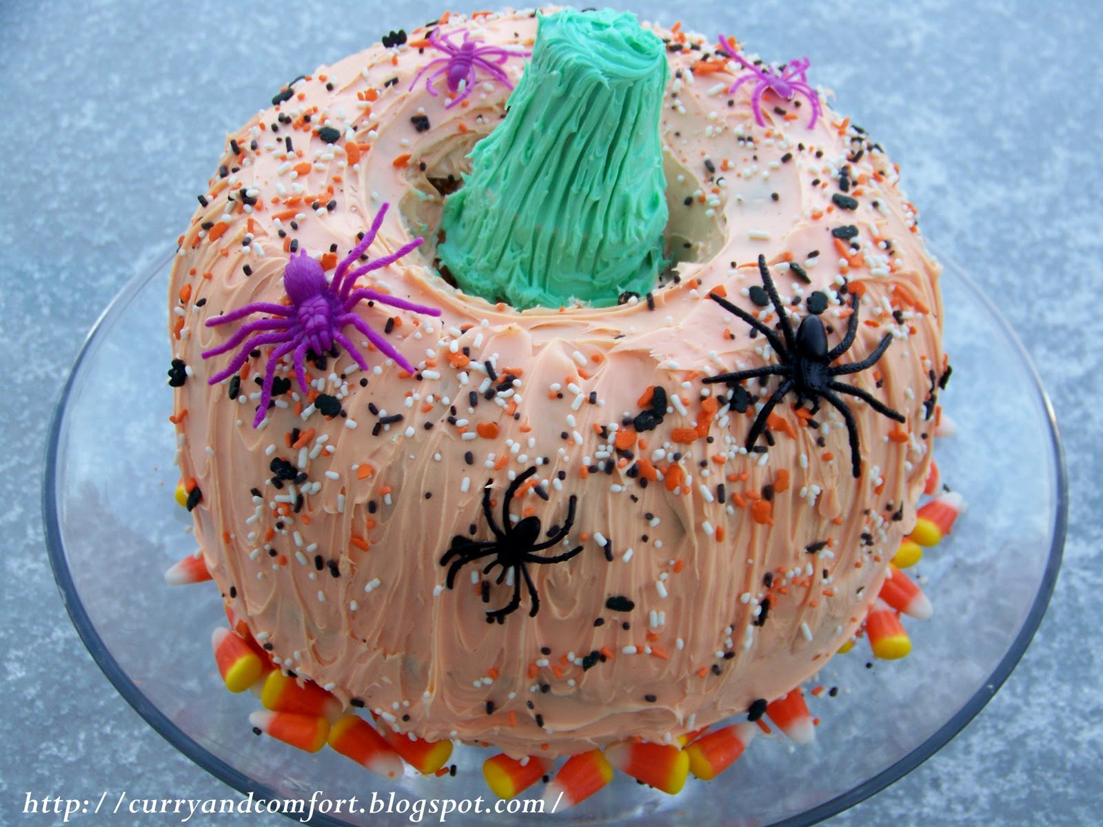 Halloween Decorated Cakes
 Kitchen Simmer Happy Halloween Pumpkin Cake
