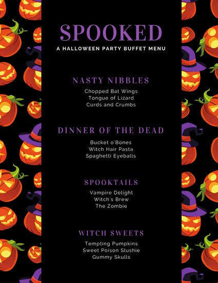 Halloween Dinner Menus
 Dinner Party Menu Templates Canva