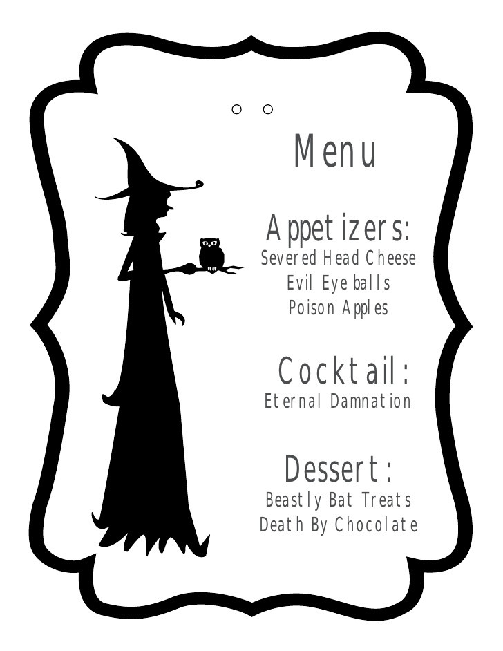 Halloween Dinner Menus
 Halloween Dinner Menu