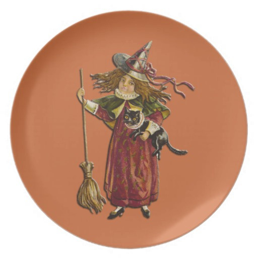 Halloween Dinner Plates
 Vintage Witch Halloween Dinner Plate