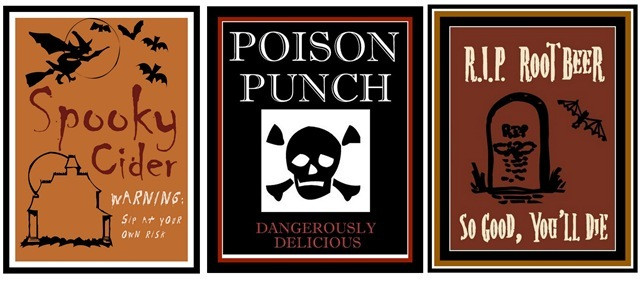 Halloween Drinks Labels
 Kid Friendly Halloween Drink Labels