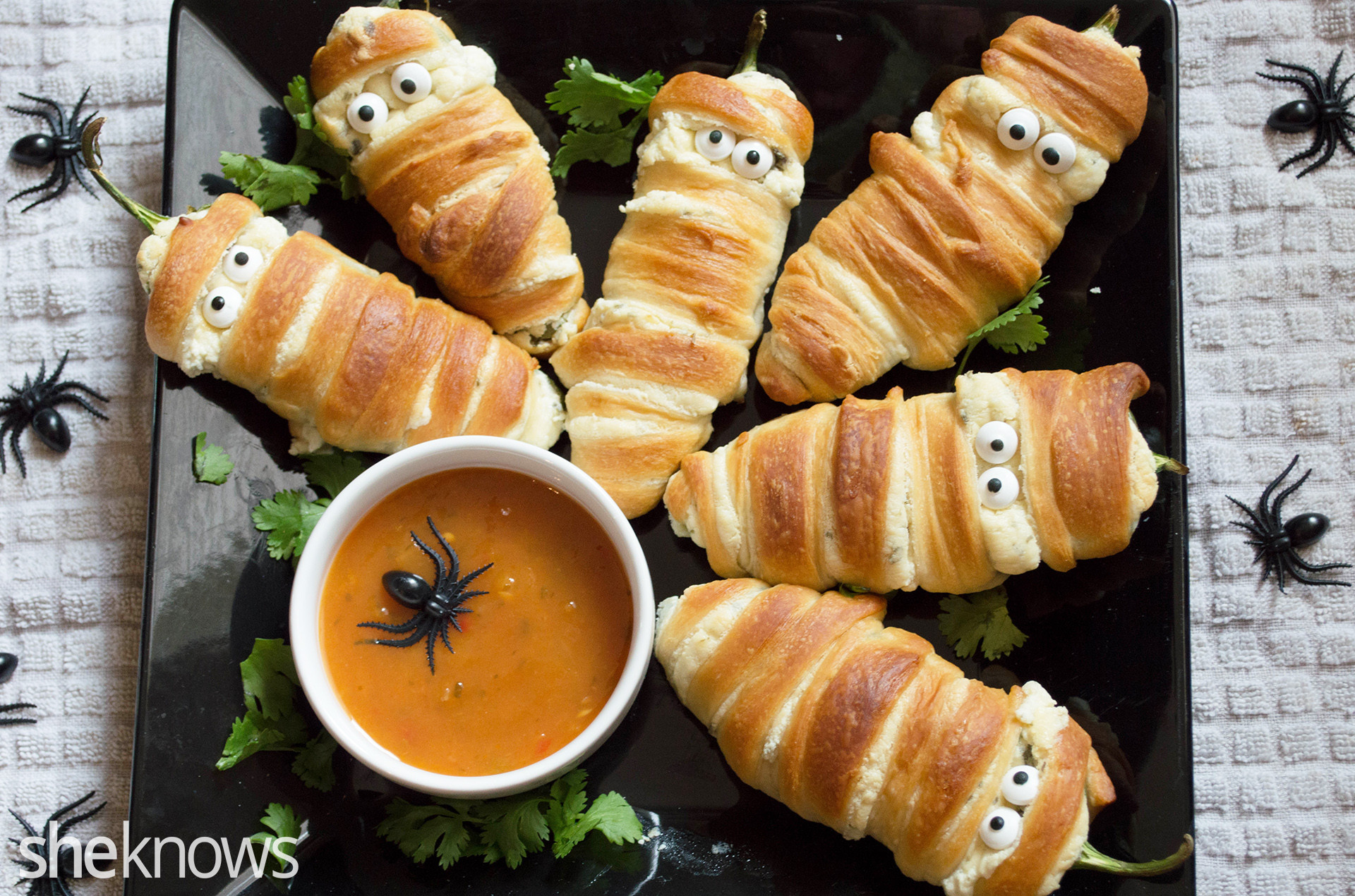 Halloween Jalapeno Poppers
 Transform jalapeño poppers into mummies for the cutest