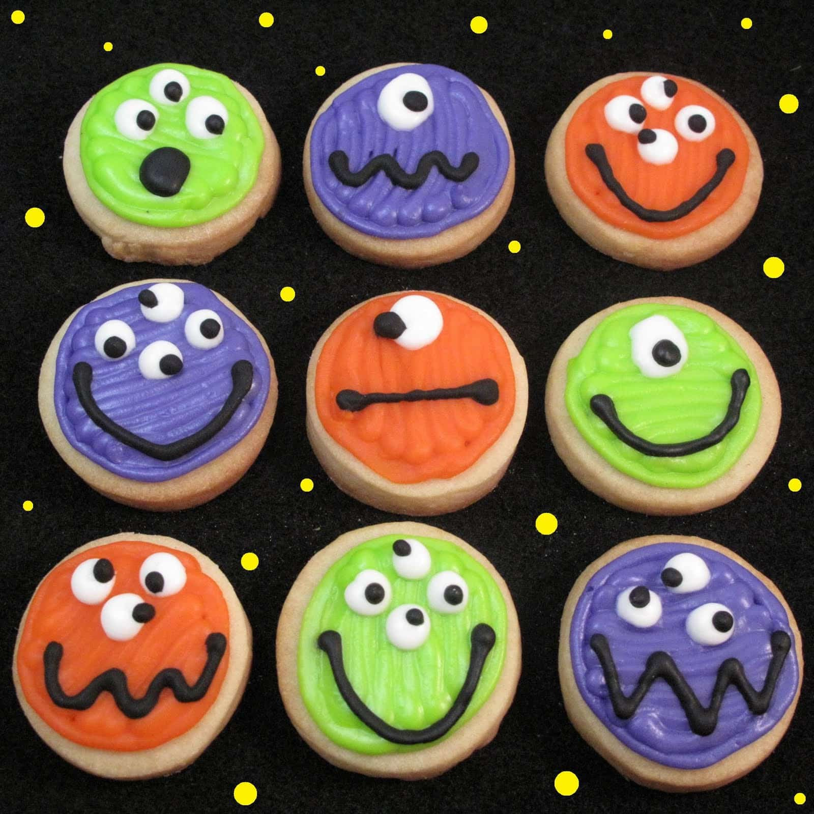 Halloween Monster Cookies
 mini monster cookies bite size Halloween cookies