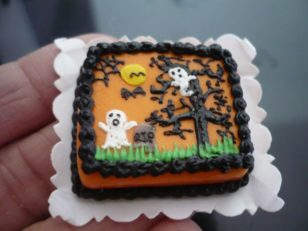 Halloween Sheet Cake
 Dollhouse Miniatures Clay Halloween Devil Sheet Cake Fancy