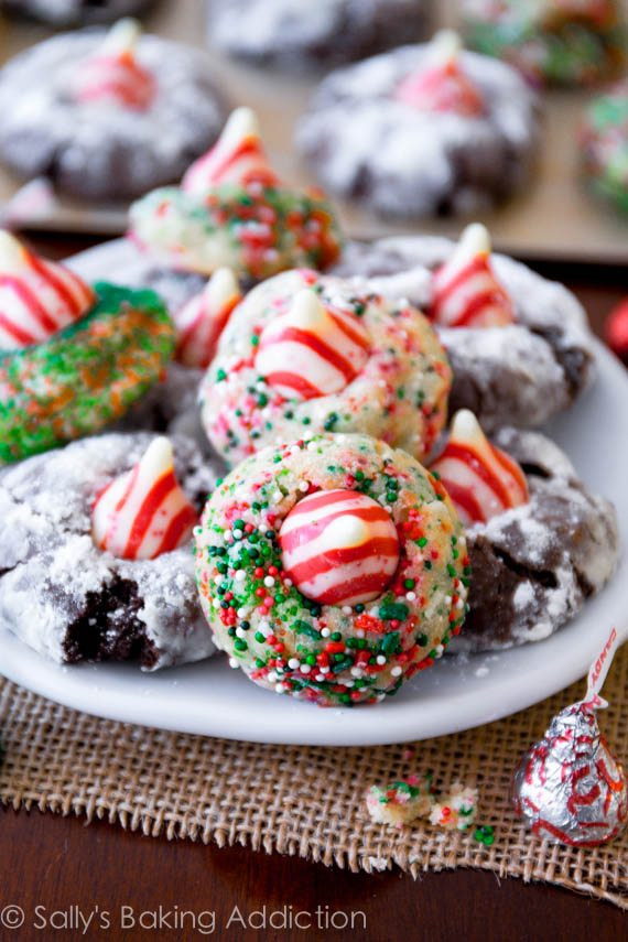 Hershey Kiss Christmas Cookies
 Candy Cane Kiss Cookies Sallys Baking Addiction