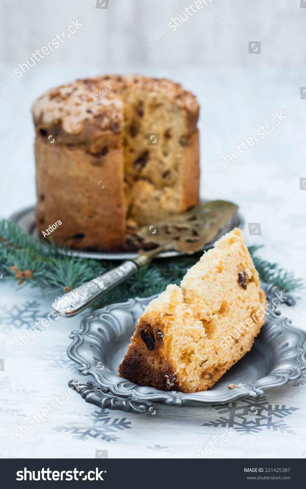 Italian Sweet Bread Loaf Made For Christmas
 Panettone Italian Christmas Sweet Bread Loaf Stock