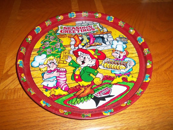 Keebler Christmas Cookies
 Vintage Keebler elves elf pany 1986 serving tray tin