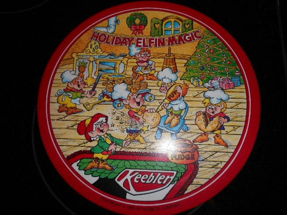 Keebler Christmas Cookies
 1989 Keebler pany Extra Christmas Round Tin Can