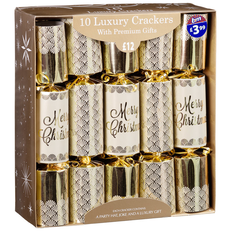 Luxury Christmas Crackers
 Luxury Christmas Crackers 10pk Gold