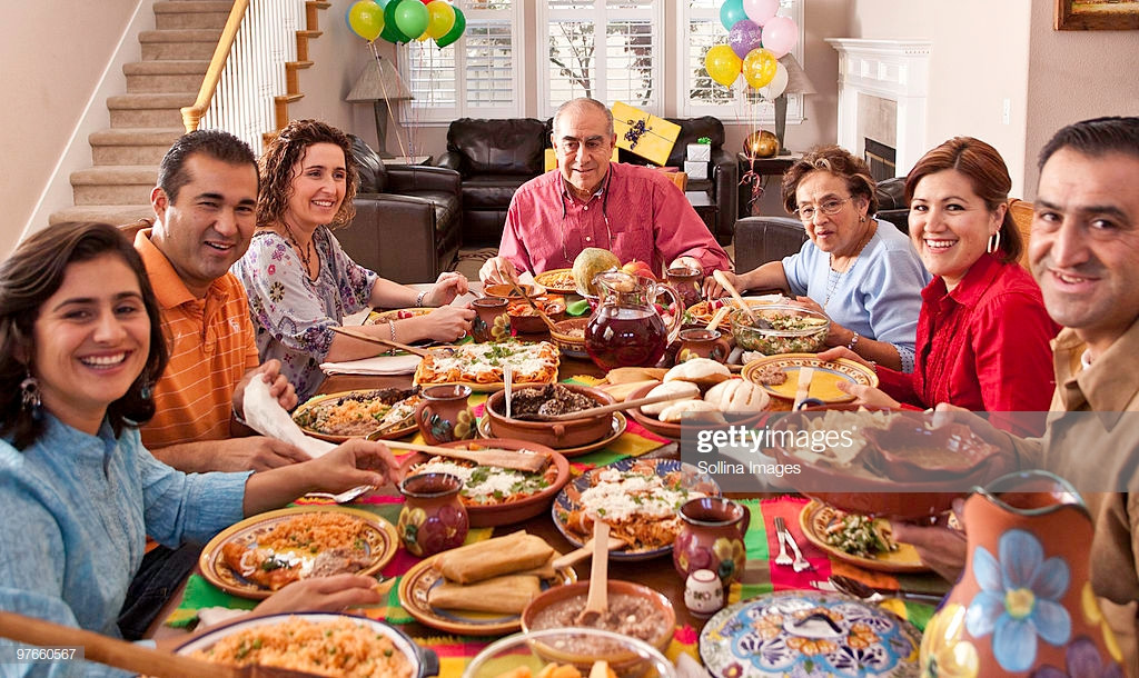 Mexican Thanksgiving Dinners
 Multigenerational Mexican Family Celebrates Dinner Stock