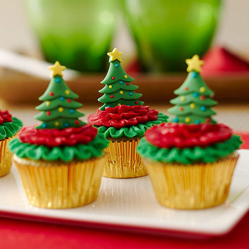 Mini Christmas Cup Cakes
 Mini Cupcakes Topped with Christmas Trees