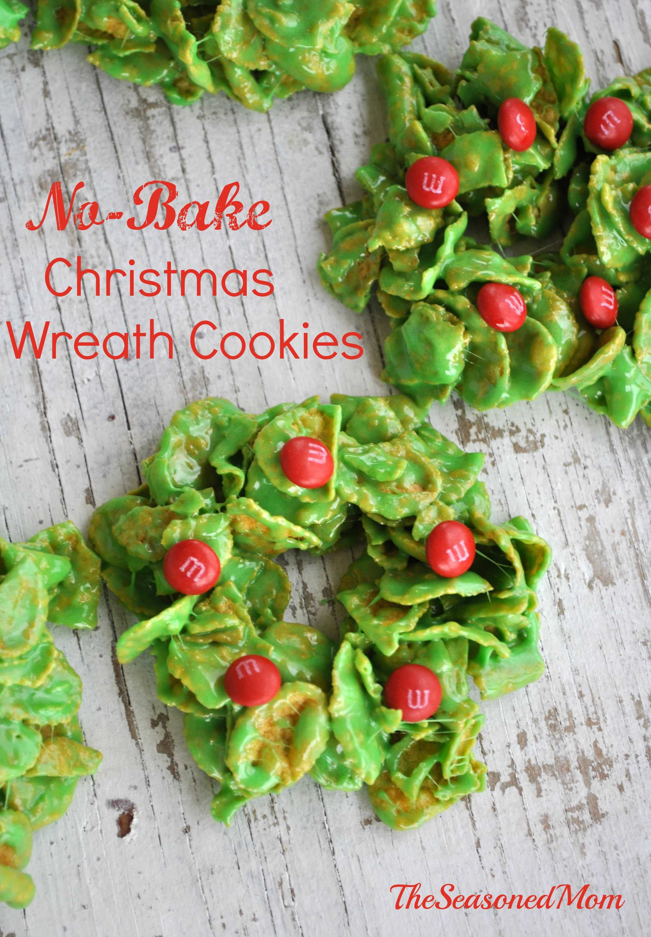 No Bake Christmas Wreath Cookies
 Holiday Cookies with M&M s Can s The Seasoned Mom