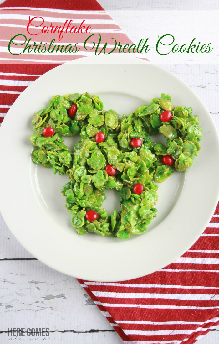 No Bake Christmas Wreath Cookies
 Cornflake Christmas Wreath Cookies