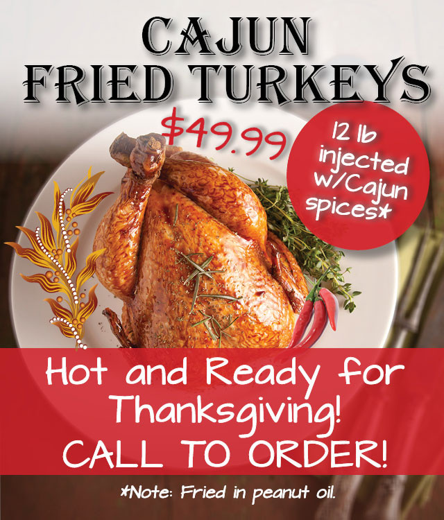 Order Fried Turkey For Thanksgiving
 Cajun Fried Turkeys Do s Cajun Diner at The Harbor