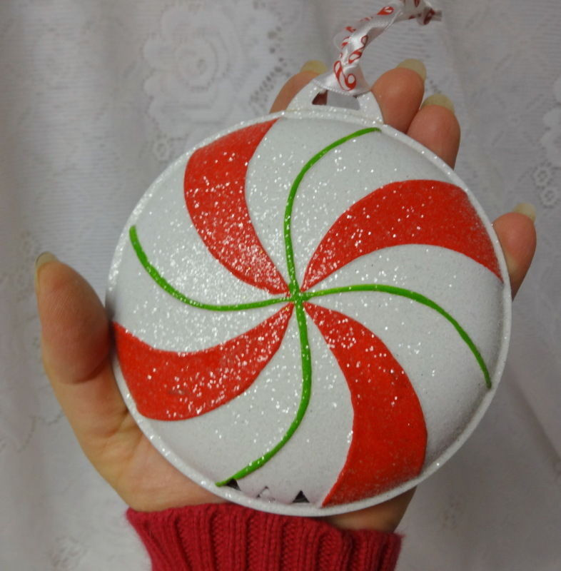 Peppermint Candy Christmas Ornaments
 Vintage Christmas ORNAMENTS PEPPERMINT CANDY CANE Metal
