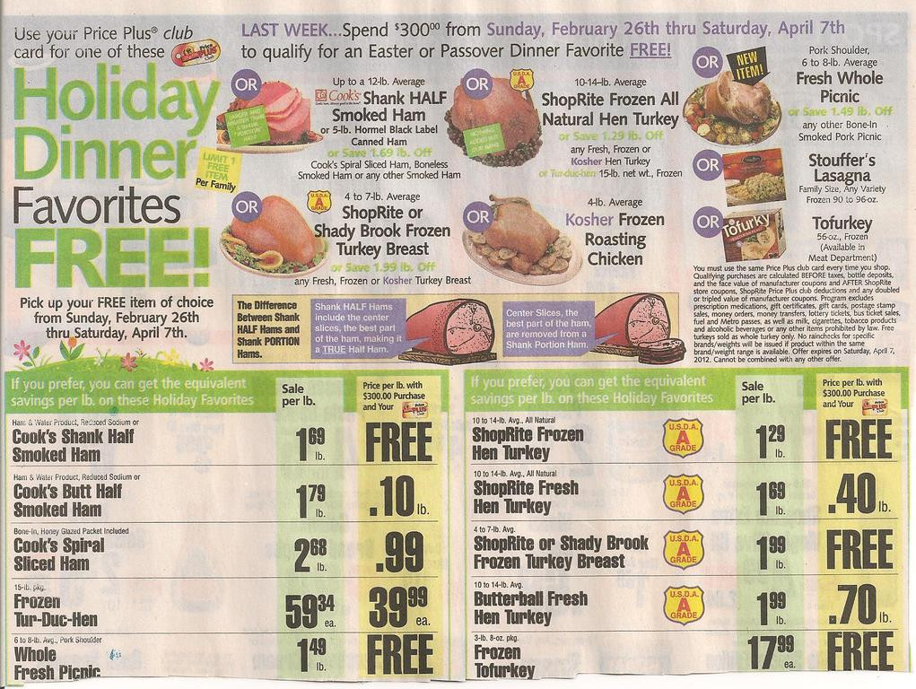 Shoprite Thanksgiving Dinners
 ShopRite free holiday meals Hackettstown NJ