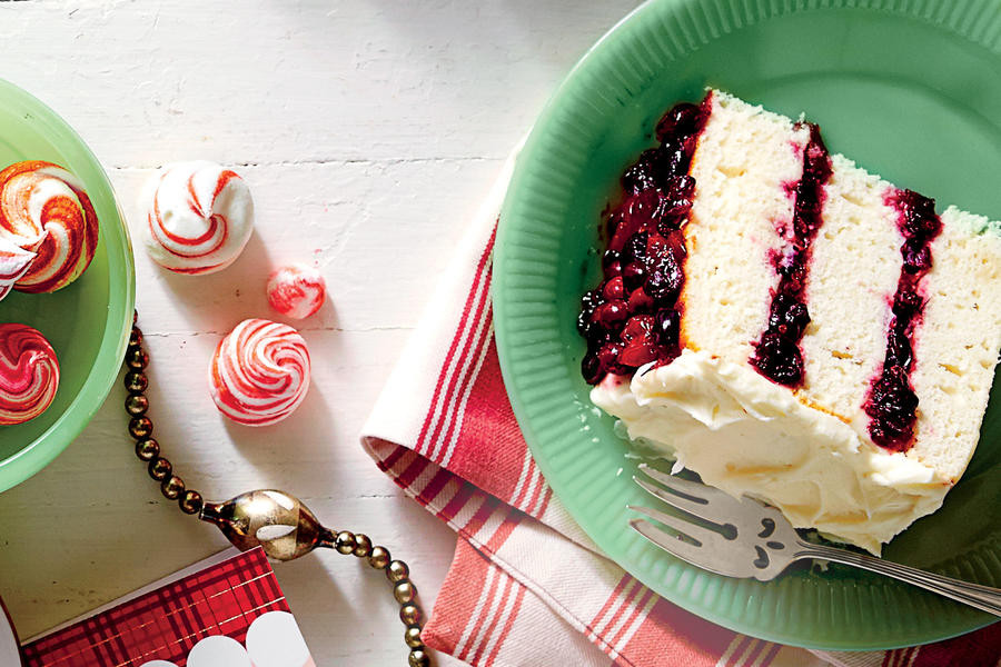 Southern Living Christmas Desserts
 White Cake with Cranberry Filling and Orange Buttercream