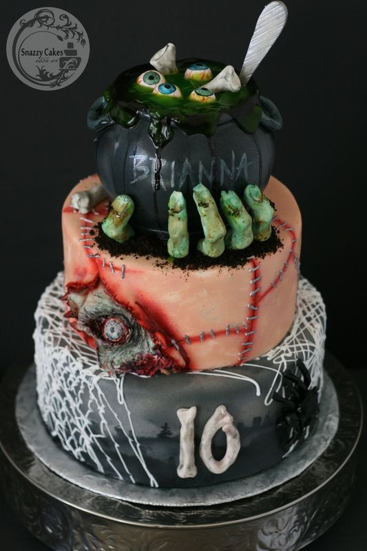 Spooky Halloween Cakes
 zombie witch eyeball spider halloween birthday cake