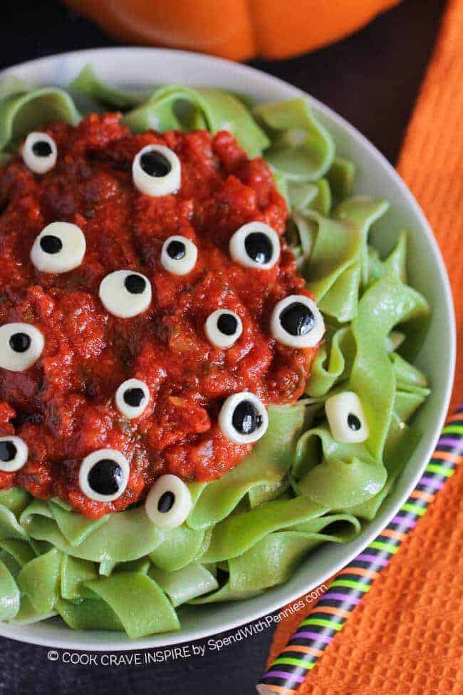 Spooky Halloween Dinners
 Eyeball Pasta Halloween Dinner Idea Spend With Pennies