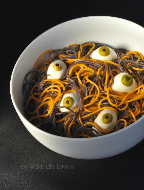 Spooky Halloween Dinners
 Spooky Spaghetti with Eyeballs Pasta Recipe Make Life Lovely