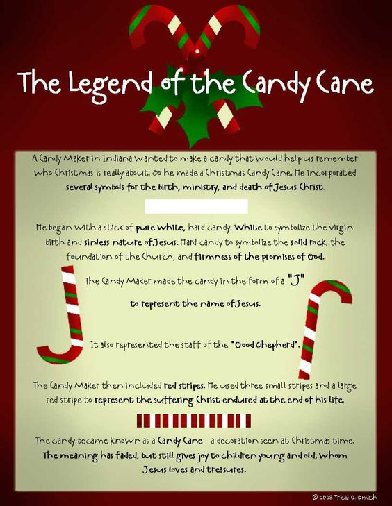 Story Of The Candy Cane At Christmas
 The Legend of the Candy Cane White represents the virgin