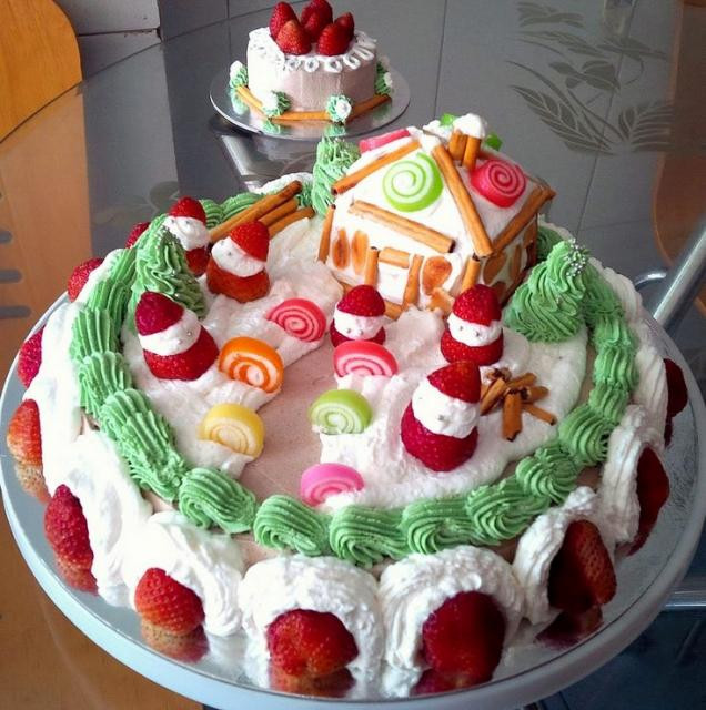 Strawberry Christmas Cake
 Strawberry White Cream Christmas Cake JPG Hi Res 720p HD