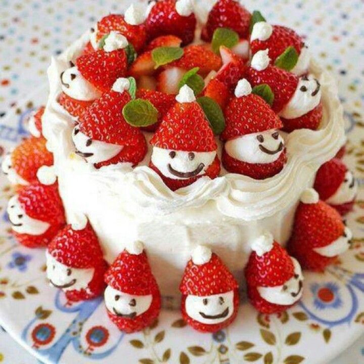 Strawberry Christmas Cake
 Strawberry Santa cake Christmas Ideas