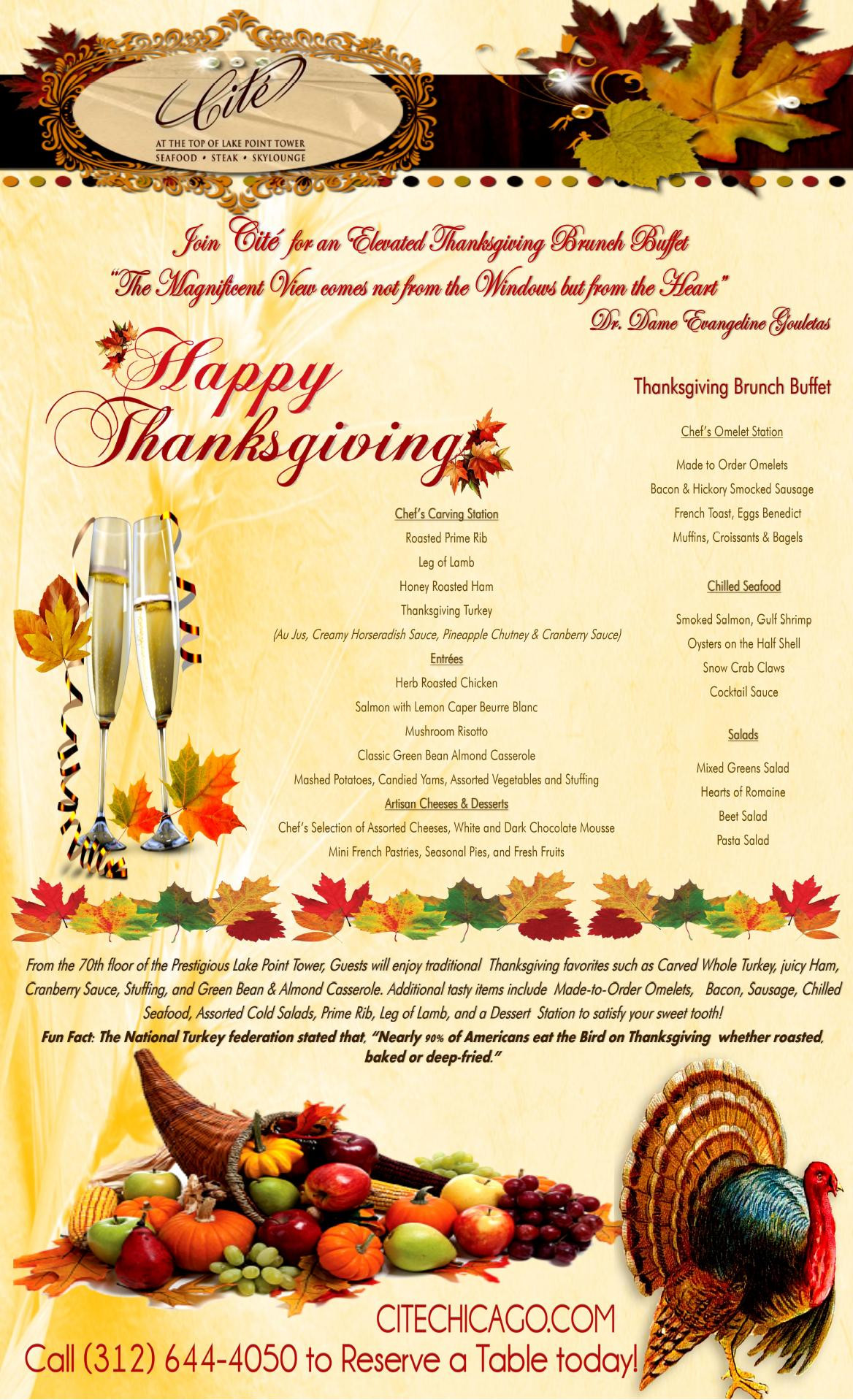 Thanksgiving Breakfast Menu
 Cite Restaurant Downtown Chicago Thanksgiving Brunch