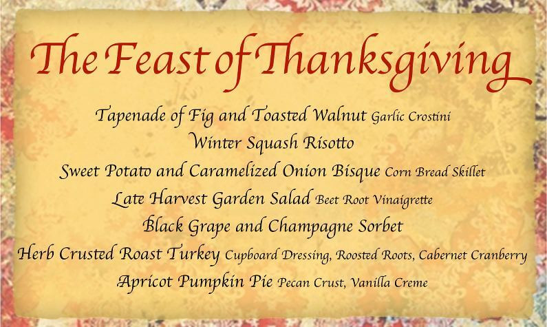 Thanksgiving Breakfast Menu
 Sample Menus Irish Hollow