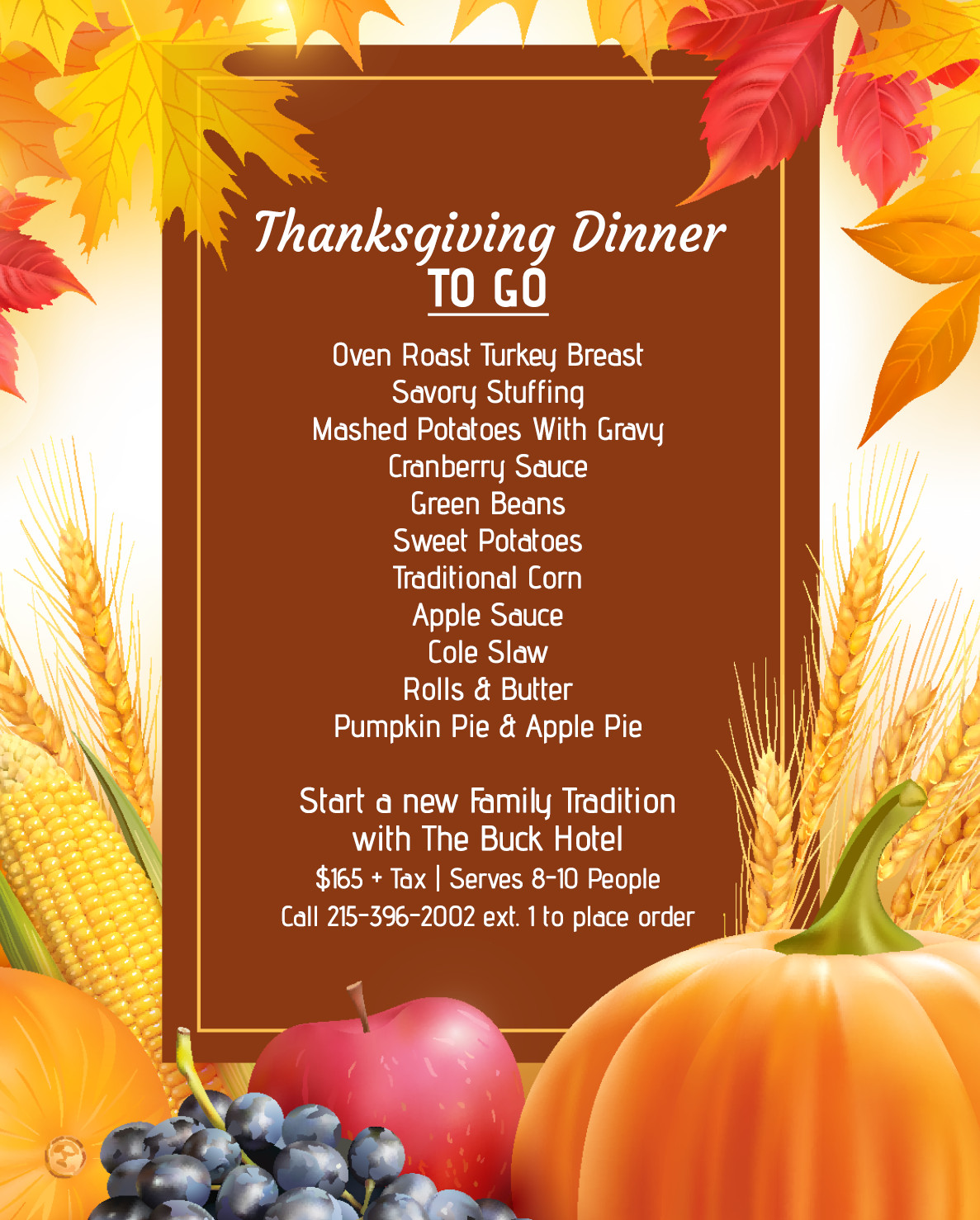 Thanksgiving Breakfast Menu
 The Buck Hotel Home