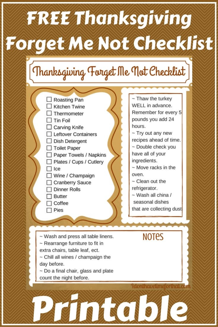 Thanksgiving Dinner Checklist
 Don t For Another Thing This Thanksgiving I Don t