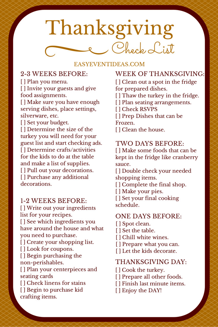 Thanksgiving Dinner Checklist
 thanksgiving