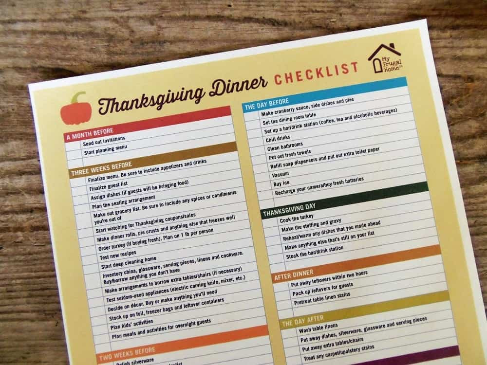 Thanksgiving Dinner Checklist
 Thanksgiving Dinner Checklist