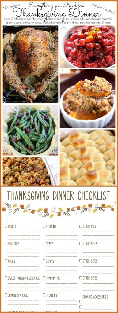 Thanksgiving Dinner Checklist
 Printable Thanksgiving Dinner Checklist and Recipes