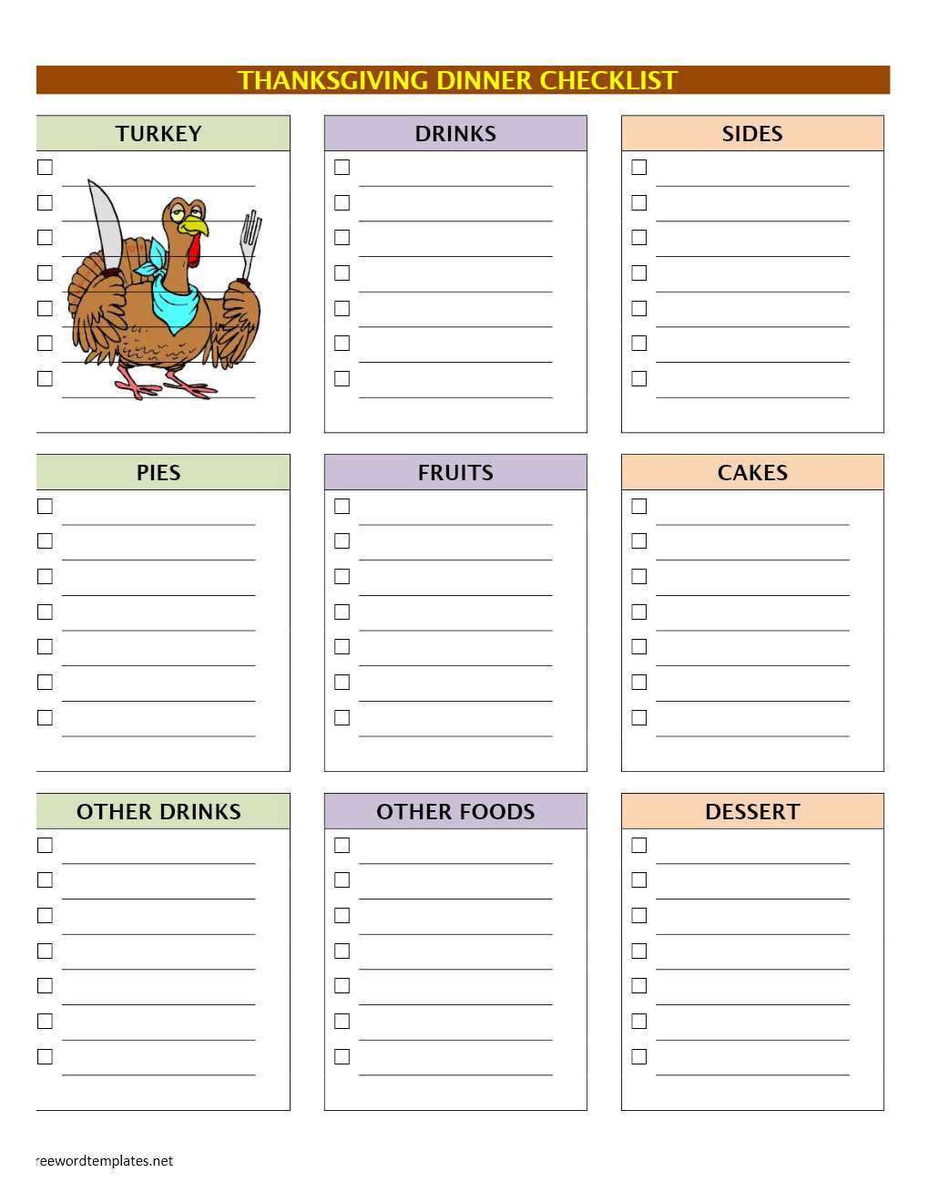 Thanksgiving Dinner Checklist
 Thanksgiving Dinner Checklist